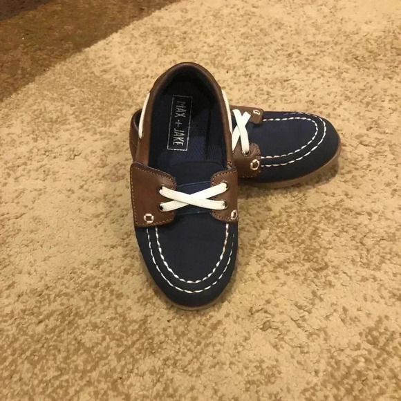 Max and Jake kids shoes-navy and brown/sz 10 - Picture 1 of 7